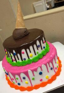 Two tier melting ice cream cake starting at $69.99 (feeds 30)
