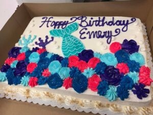 Mermaid sheet cake starting at $19.99 (feeds 20-25)