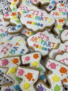 Art party cookies; needs 2 weeks advance notice. $3 per cookie