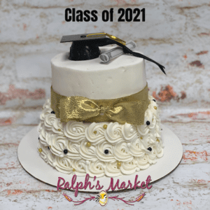 Bow and rosette grad cake starting at $79.99 (feeds 30)