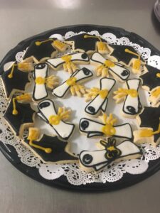 Graduation cookies; needs 2 weeks notice. $3 per cookie