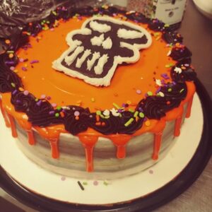 Halloween skull drip cake starting at $16.99 (feeds 12-16)