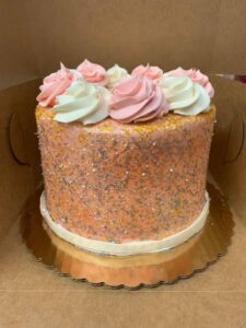 Pink glitter cake starting at $26.99 (feeds 12-16)
