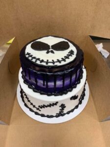 Jack Skellington tiered cake starting at $69.99 (feeds 30)