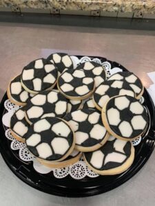 Soccer cookies; needs 2 weeks notice. $3 per cookie