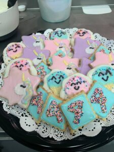 Unicorn sprinkle cookies; needs 2 weeks notice. $3 per cookie
