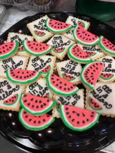 Watermelon cookies; needs 2 weeks notice. $3 per cookie