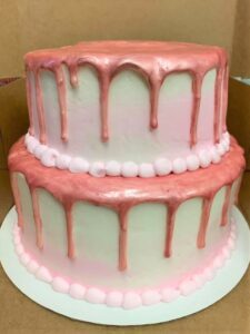 Rose gold drip tiered cake starting at $69.99 (feeds 30)